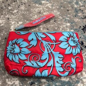 Estee Lauder Red and Blue Floral Cosmetic Bag